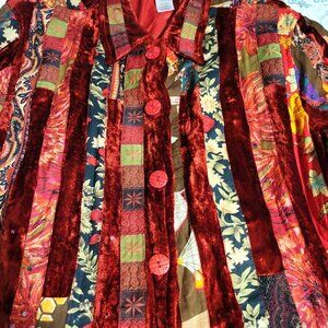 Womens Vintage Coldwater Creek Patchwork Velvet Jacket Size XL